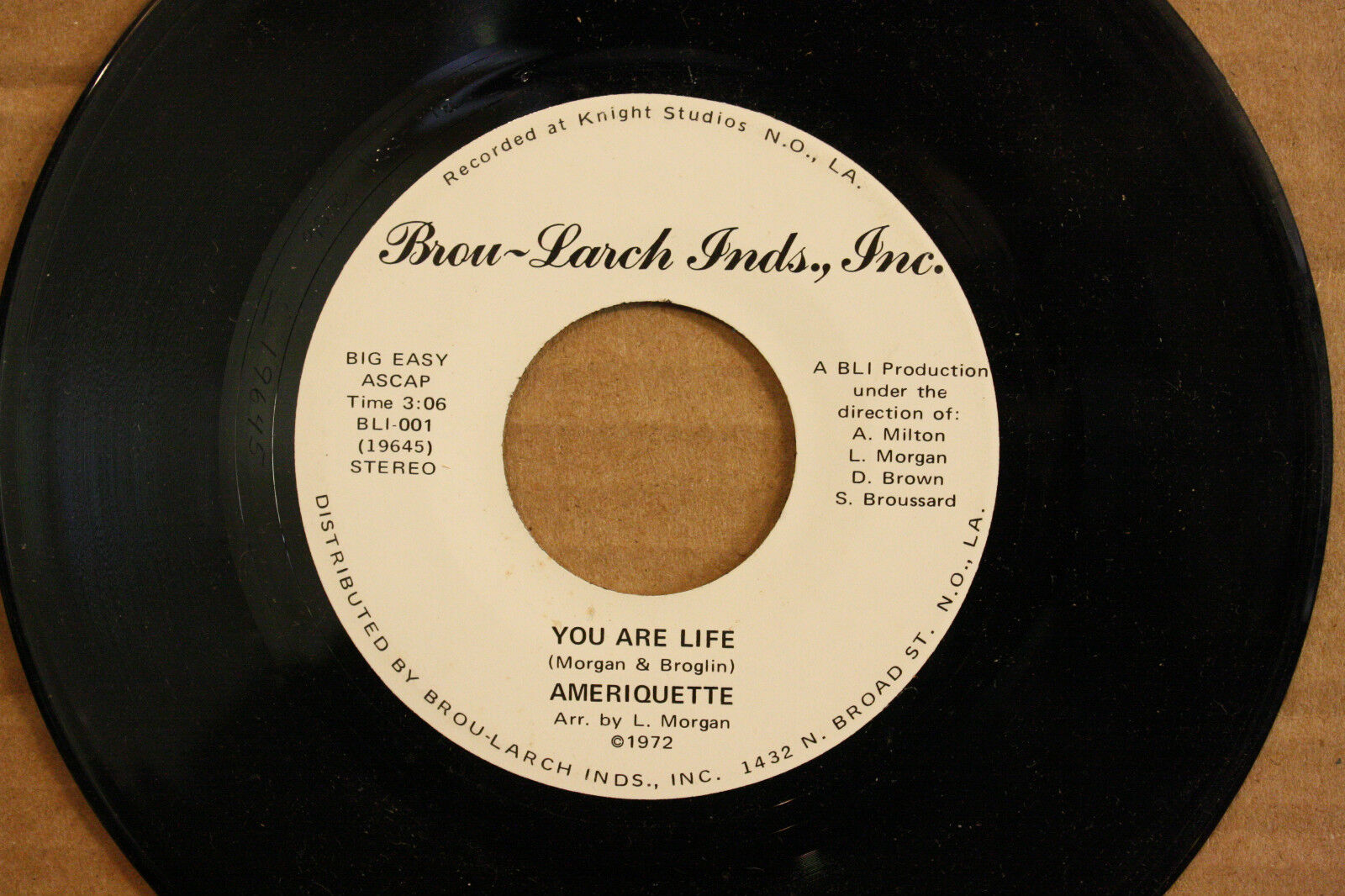 AMERIQUETTE *You Are Life* TELL ME N.O. Soul / Christmas 45 BROU-LARCH 001 RARE