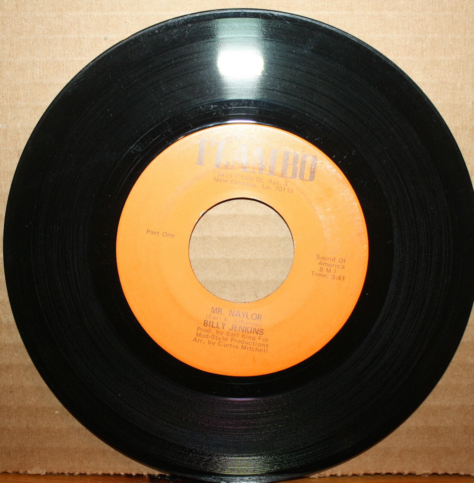 BILLY JENKINS **MR. NAYLOR** New Orleans Funk Soul 45 on FLAMBO 52671 EARL KING