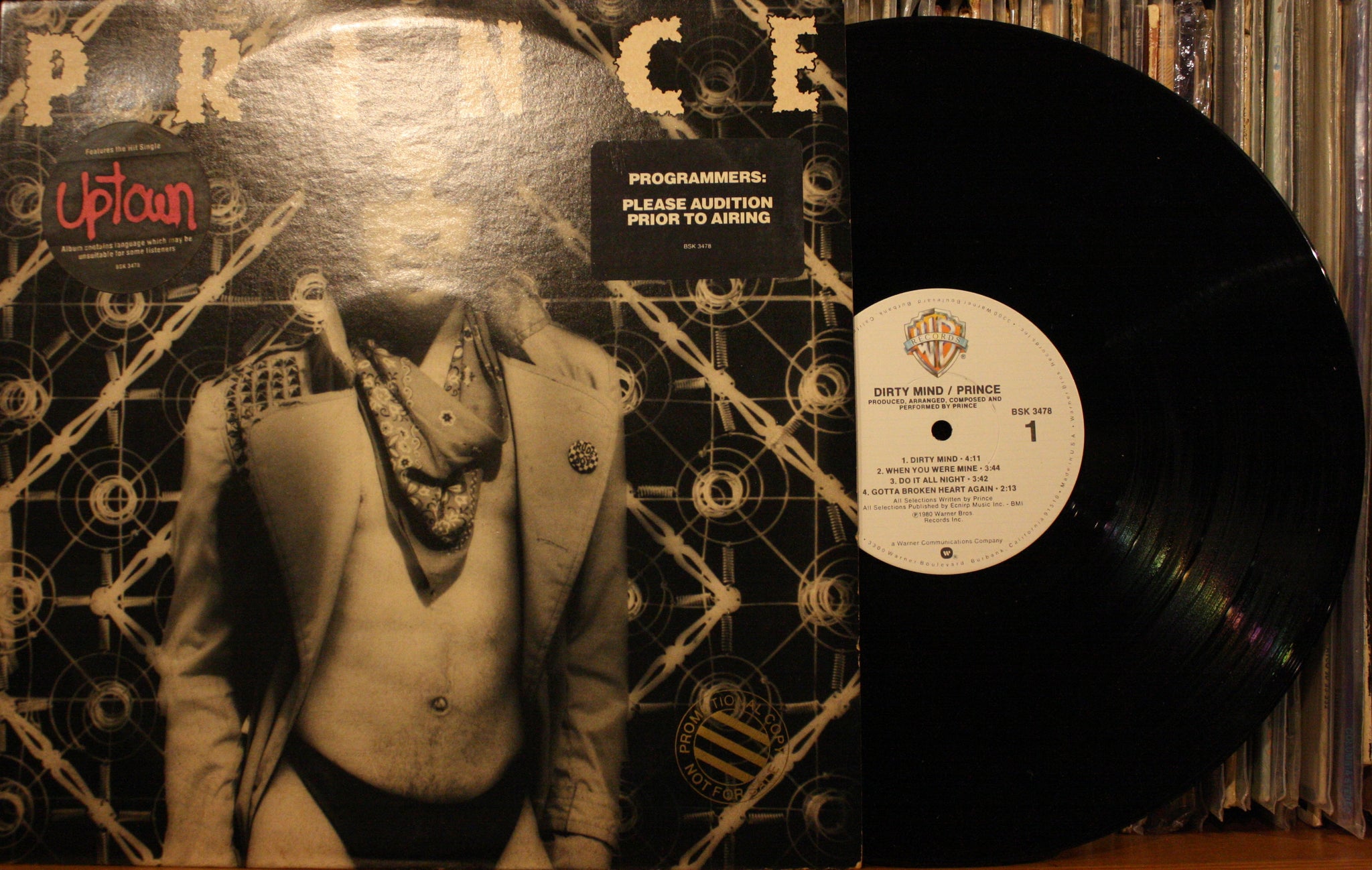 PRINCE *Dirty Mind* 1980 LP on WARNER BROS. BSK 3478 PROMOTIONAL COPY Original Pressing
